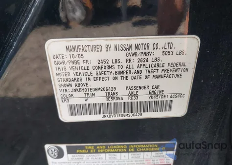 2006 Infiniti M45 Sport из США, поврежденный, VIN JNKBY01E06M206429